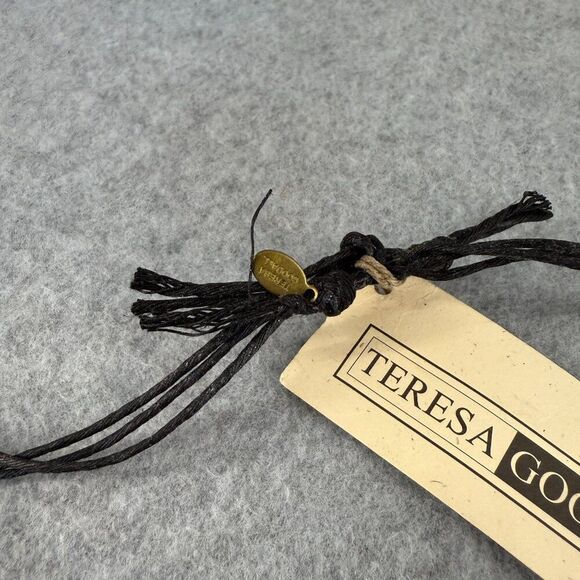 Teresa Goodall Vintage Resin Glass Bead Necklace Linen Cord Signed Boho Jewelry - Picture 8 of 12